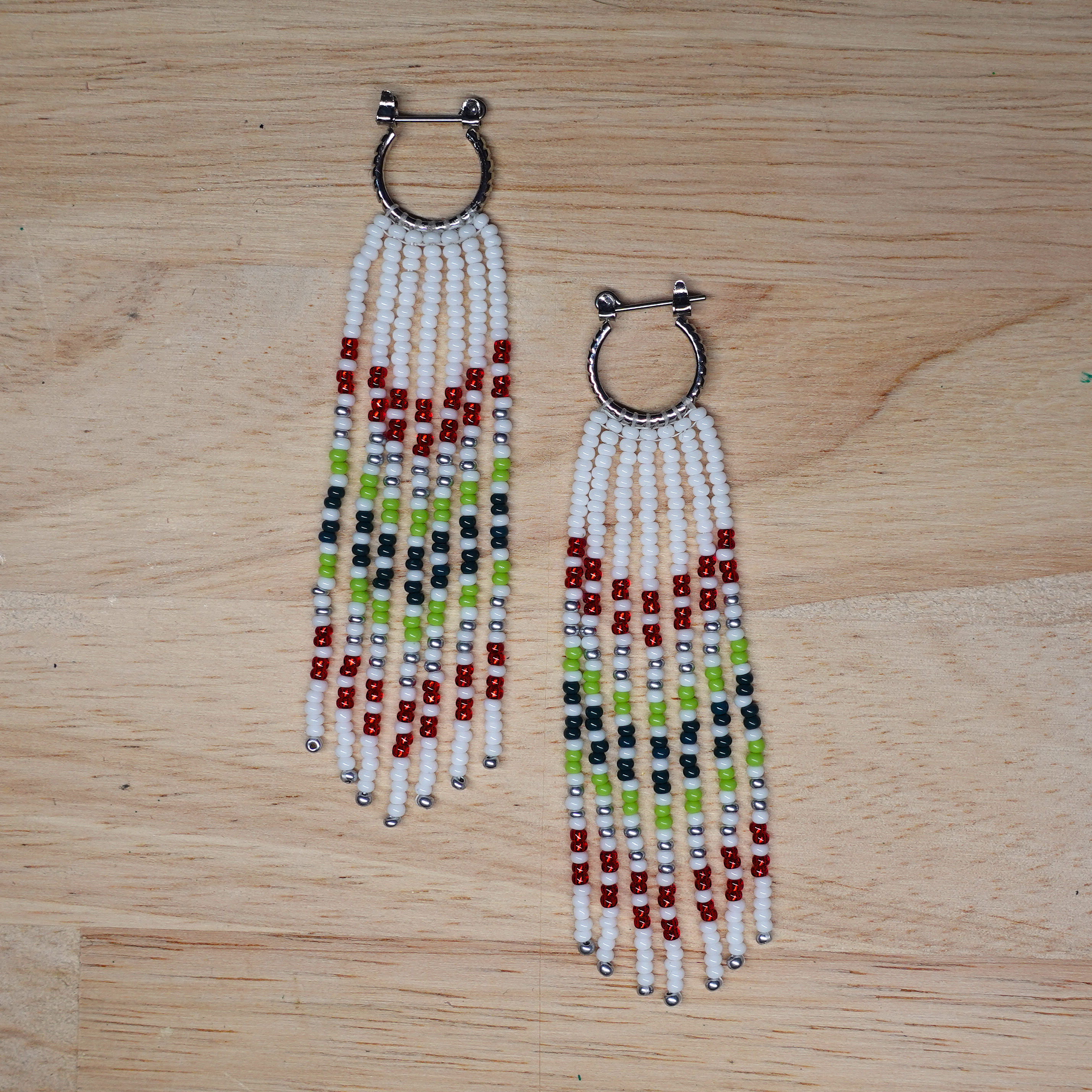 Handmade Kaswupi - Simple Dangle Earrings - Holiday Silver