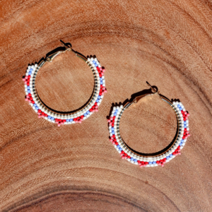 Beaded Hoop Earrings - Čík’ayela Kšúpi Čhaŋgléška - Midsummer Colors