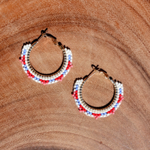 Mini Beaded Hoop Earrings - Čík’ayela Kšúpi Čhaŋgléška - Midsummer Colors